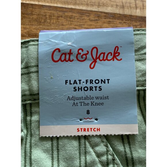 Cat & Jack Boys Green Striped Shorts With Pockets Size 8 - Picture 7 of 12